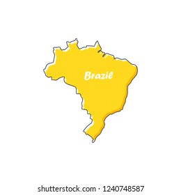 Brazil map icon in a flat design. Vector illustration