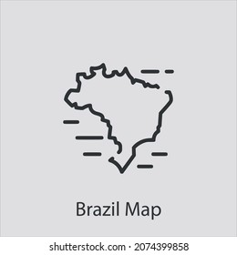 brazil map icon vector icon.Editable stroke.linear style sign for use web design and mobile apps,logo.Symbol illustration.Pixel vector graphics - Vector
