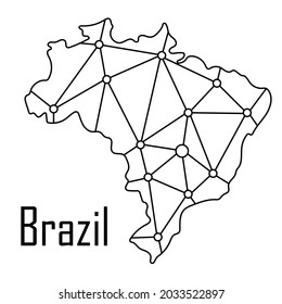Brazil map icon, vector illustration in black isolated on white background.