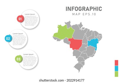 Brazil map infographic. Global business marketing concept. World transportation infographics data.