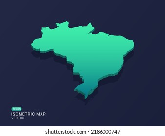 Brazil map of isometric green gradient vector illustration.