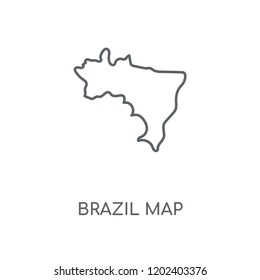 Brazil map linear icon. Brazil map concept stroke symbol design. Thin graphic elements vector illustration, outline pattern on a white background, eps 10.