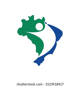 Brazil Map Logo. Hispanic map Human Symbol. Swoosh Person icon. Vector illustration.