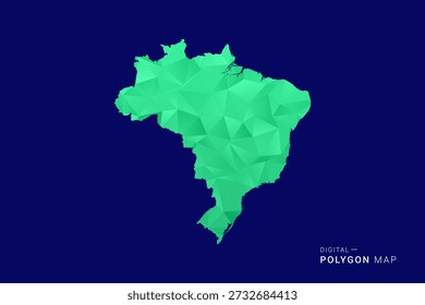 Brazil Map - Low-Poly-Polygon-Vektor, geometrische dreieckige Silhouette in Grün-und Blautönen, sauber modernen Stil, isolierten Hintergrund für die Infografik verwenden.