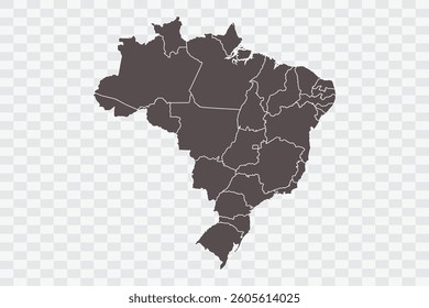 Brazil Map Minimalist  High-Quality PNG  Ash Color on Transparent Background Perfect for presentations infographics educational materials and graphic design projects