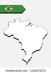 Brazil map with national flag 
