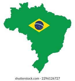 Mapa de Brasil con un icono detallado con un vector de bandera nacional 