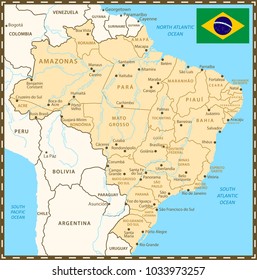 Brazil Map In Hindi Brazil Map Largest Cities Carefully Scaled Stock Vector (Royalty Free)  217722361 | Shutterstock