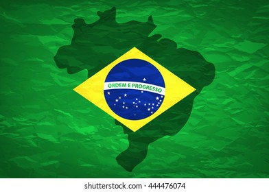Brazil map An old grunge flag of Brazil state vector art