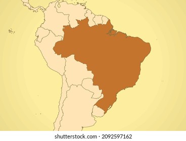 Brazil map old vintage South America