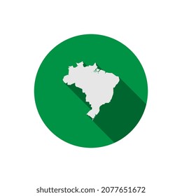 Brazil map on green circle with long shadow