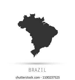 Brazil map on white background. Flat design. Vector stock illustration.