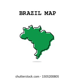 Brazil map outline on white background