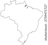 Brazil Map Outline Vector Transparent Background Vector.