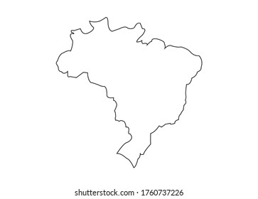 Brazil map outline with white background