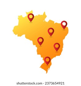 Ilustración vectorial de la ubicación del alfiler de mapa de Brasil