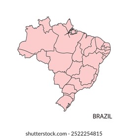 brazil map pink vector design illustration isolated white background