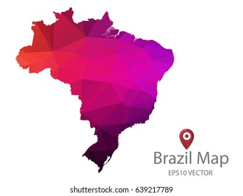 brazil map polygon colorful vector eps10