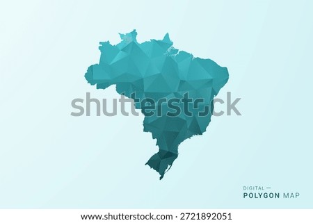 Brazil Map - Polygon style vector illustration in teal blue-green low poly geometric design, modern minimal silhouette.
