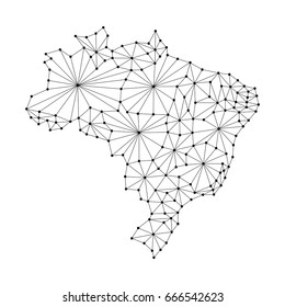 Brasilien Karte von polygonalen Mosaiklinien, Rochen und Vektorillustrationen-Illustrationen. 