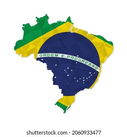 Brazil map in polygonal style on white background. Vector illustration eps 10.