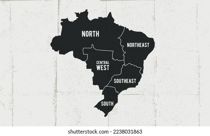 Brazil map. Poster map of Brazil. Brazil with state names. Vector illustration