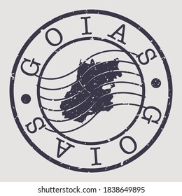 Goiás, Brazil Map Postmark. Silhouette Postal Passport. Stamp Round Vector Icon. Vintage Postage Design.