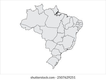 Brazil Map Quick Silver Color Background white