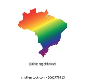 Mapa de Brasil con colores arcoiris. El concepto de igualdad de derechos para los homosexuales. vector modificable.
