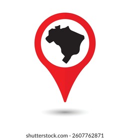 
brazil map red pin vector design