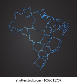 brazil map. brazil region map: Detailed map of brazil regions. Vector illustration.
