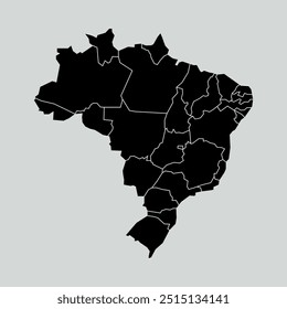 mapa do brasil com regiões isoladas sobre fundo branco. Mapa do Brasil. Ilustração vetorial