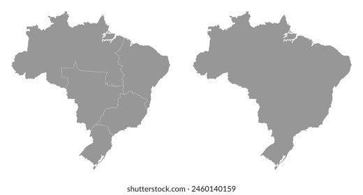 Brazil map with regions. Vector Illustration.