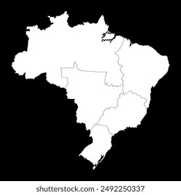 Brazil map with regions. Vector Illustration.