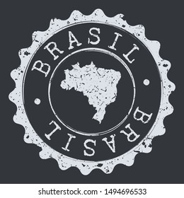 Brazil Map Seal. Silhouette Postal Passport Stamp. Round Vector Icon Postmark.