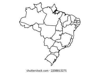 Sombra del mapa de Brasil en forma de eslabón de línea mínima delgada ilustración vectorial aislada
