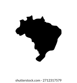 Brazil map silhouett. Simple flat vector of Brazil country outline representing geography, travel, or global region concept	