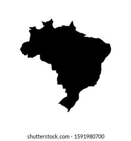 Brazil map Silhouette glyph country American map illustration vector America isolated on white background
