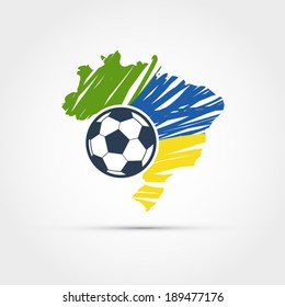 Brazil map with soccer ball illustration