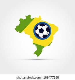 Brazil map with soccer ball illustration