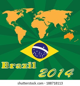 Brazil map with soccer ball vector artwork