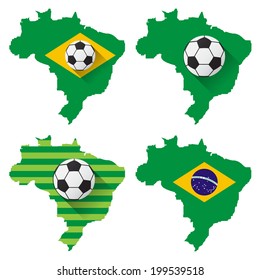 Brazil map with soccer ball.Illustration eps10