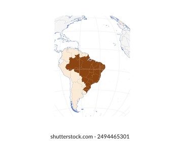 Mapa de Brasil en Sudamérica: Ilustración de las fronteras brasileñas de Country y países vecinos