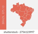 Brazil map with state borders. Simple administrative map of Brazil in a clean flat style.