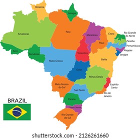 Brazil map with states. Vector illustration for presentation, brochure, website and posters