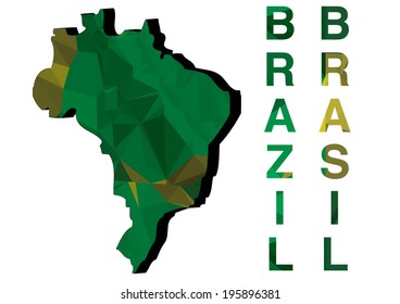 Brazil Map and Brazil text. Vector Illustration.