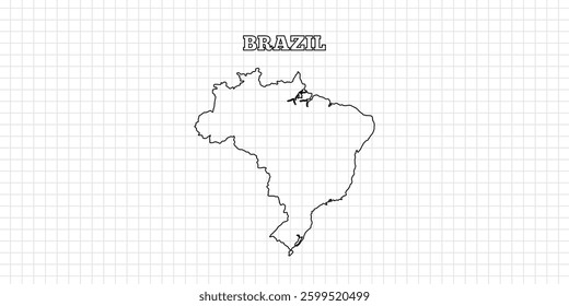 Brazil map travel with outline simple drawing version Illustration