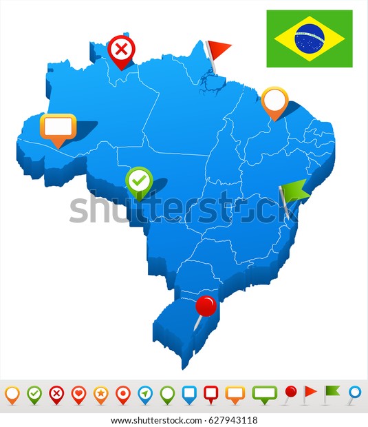 Brazil Map Vector Stock Vector (Royalty Free) 627943118 | Shutterstock