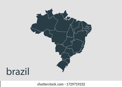 brazil map vector, Abstract design vector illustration Eps 10. Navy color.High Detailed on white background.