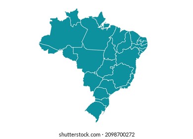 Brazil map vector, Abstract design vector illustration Eps 10. sea color palette color.High Detailed on white background.